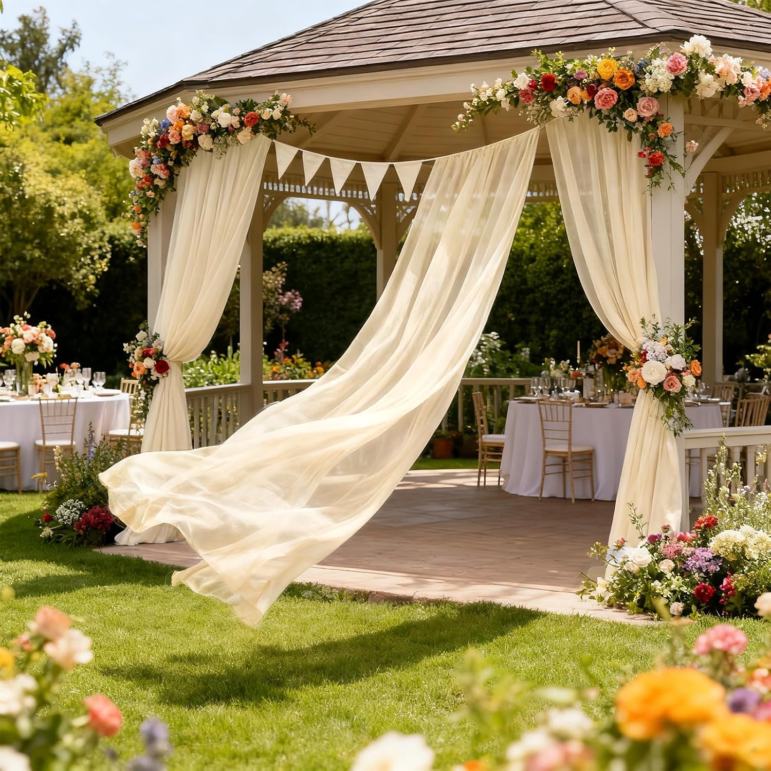 Chiffon Table Runner, Light Champagne - Image 7