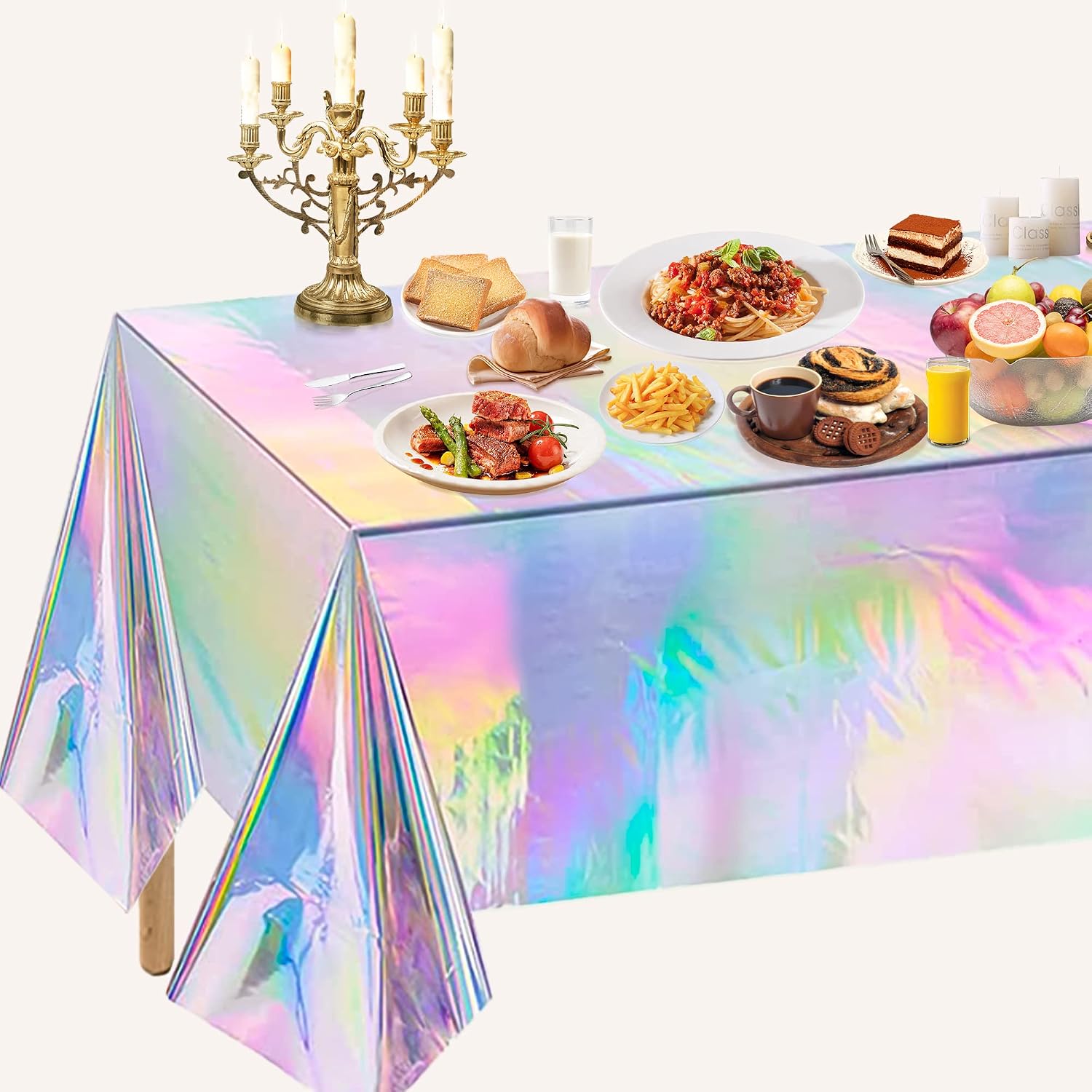 Disposable Iridescent Tablecloths, 4 Pack - Image 5