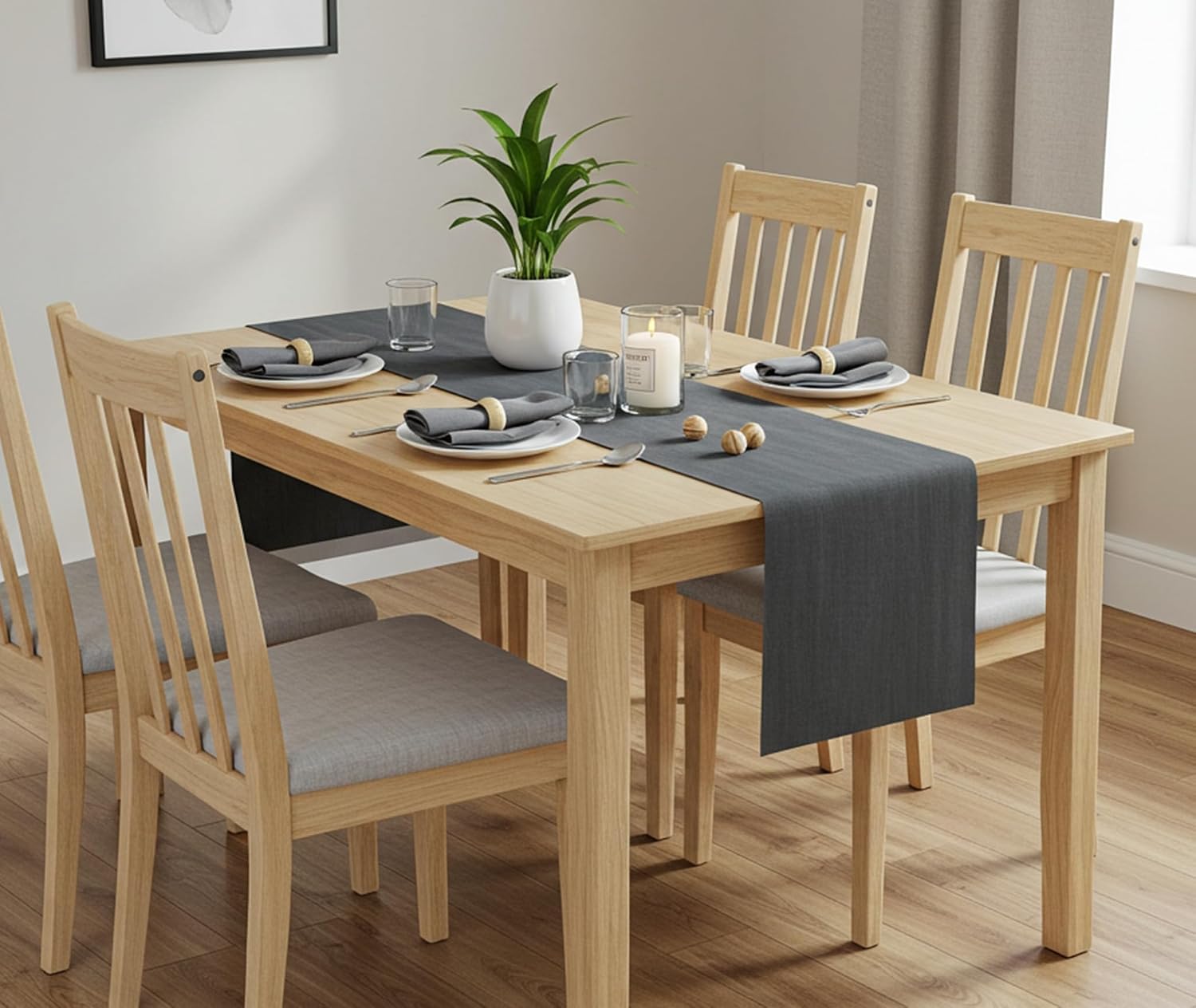 Charcoal Cotton Table Runner