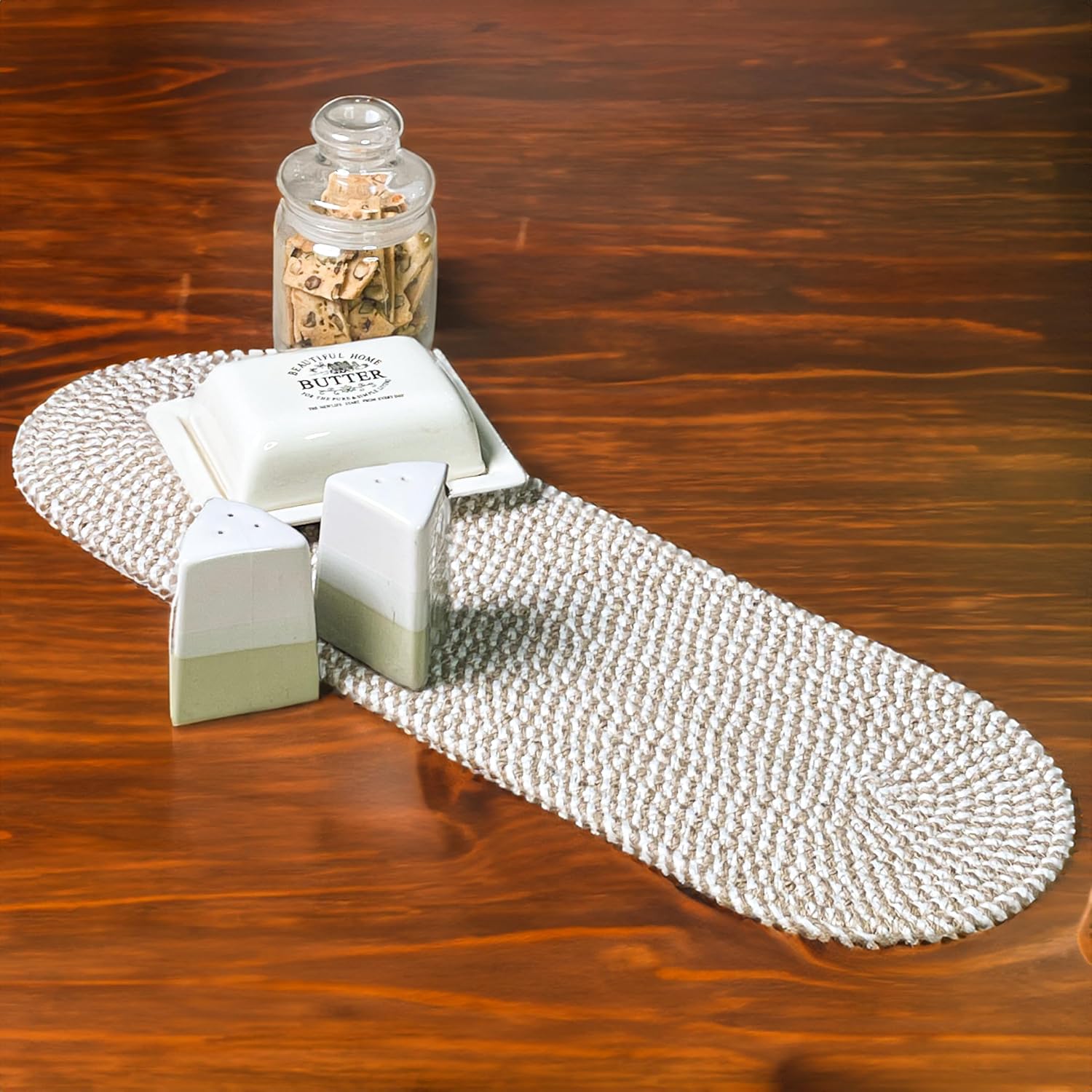 Oval Jute & Cotton Table Runner - Image 5