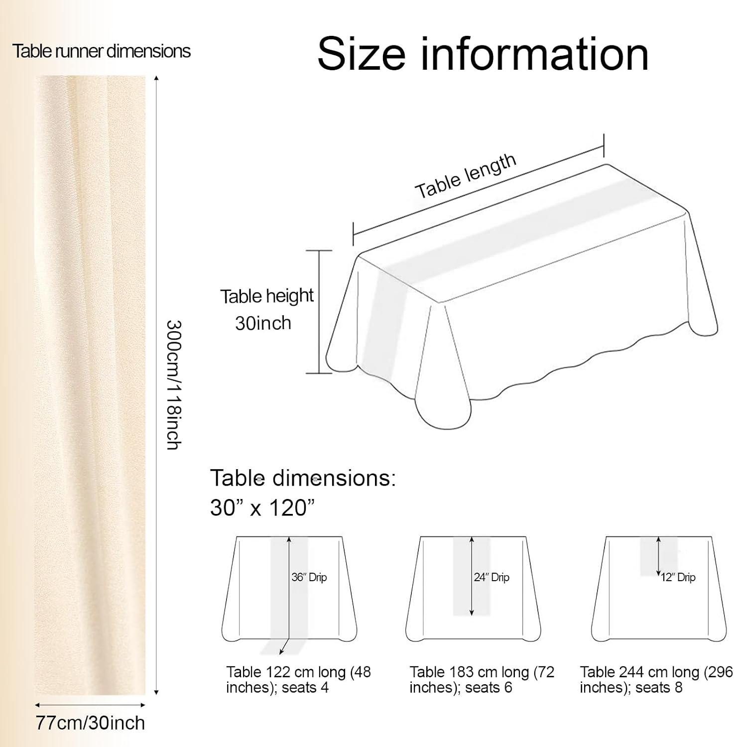 Chiffon Table Runner, Light Champagne - Image 3