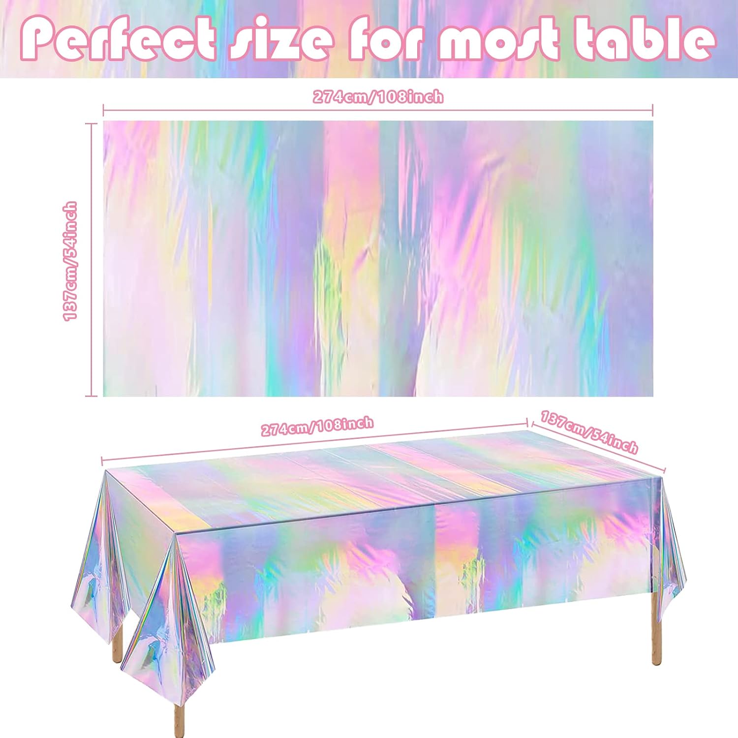Disposable Iridescent Tablecloths, 4 Pack - Image 2