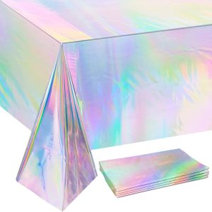 Disposable Iridescent Tablecloths, 4 Pack