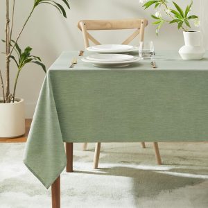 Sage Green Linen Tablecloth, 52 x 70 Inch