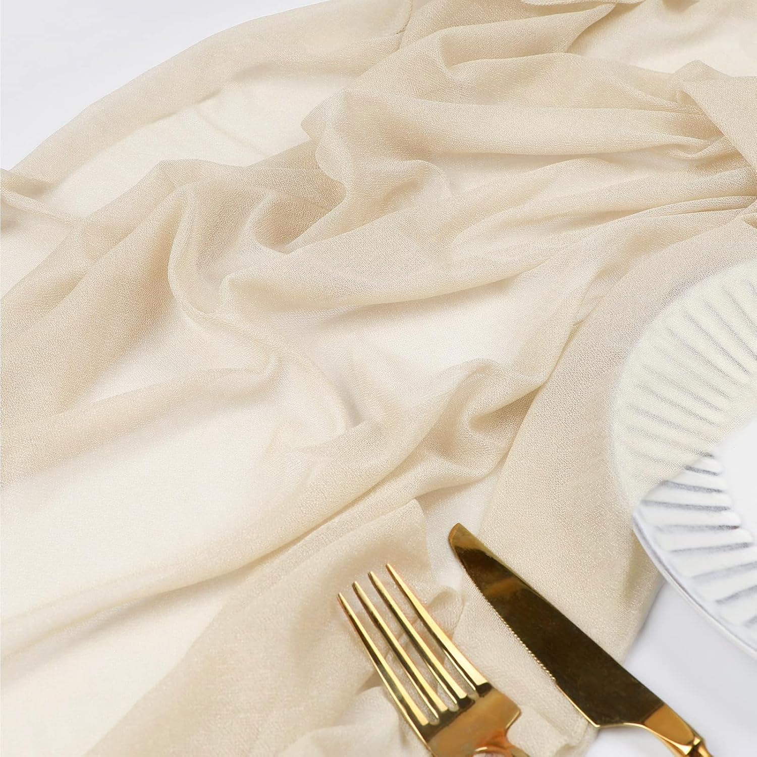 Chiffon Table Runner, Light Champagne - Image 5
