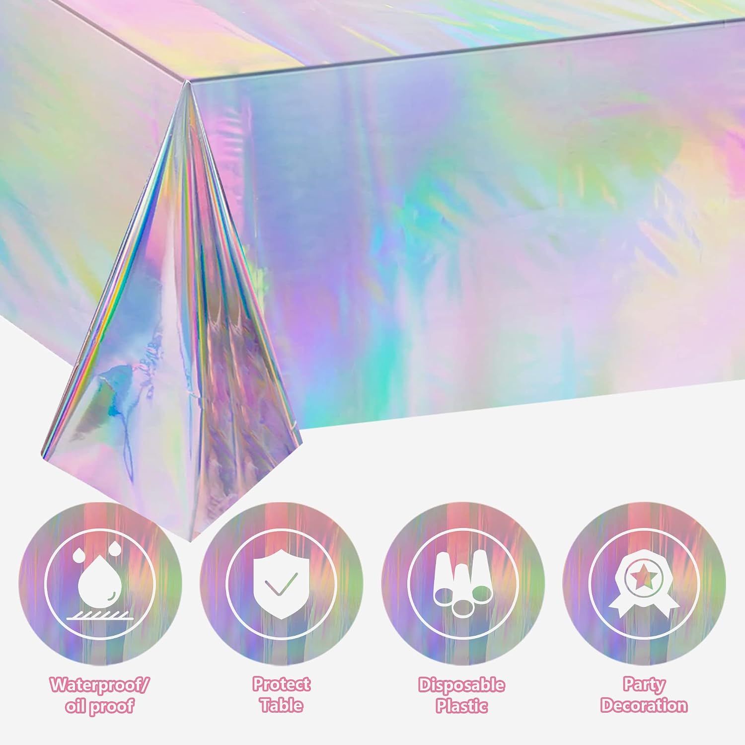 Disposable Iridescent Tablecloths, 4 Pack - Image 3