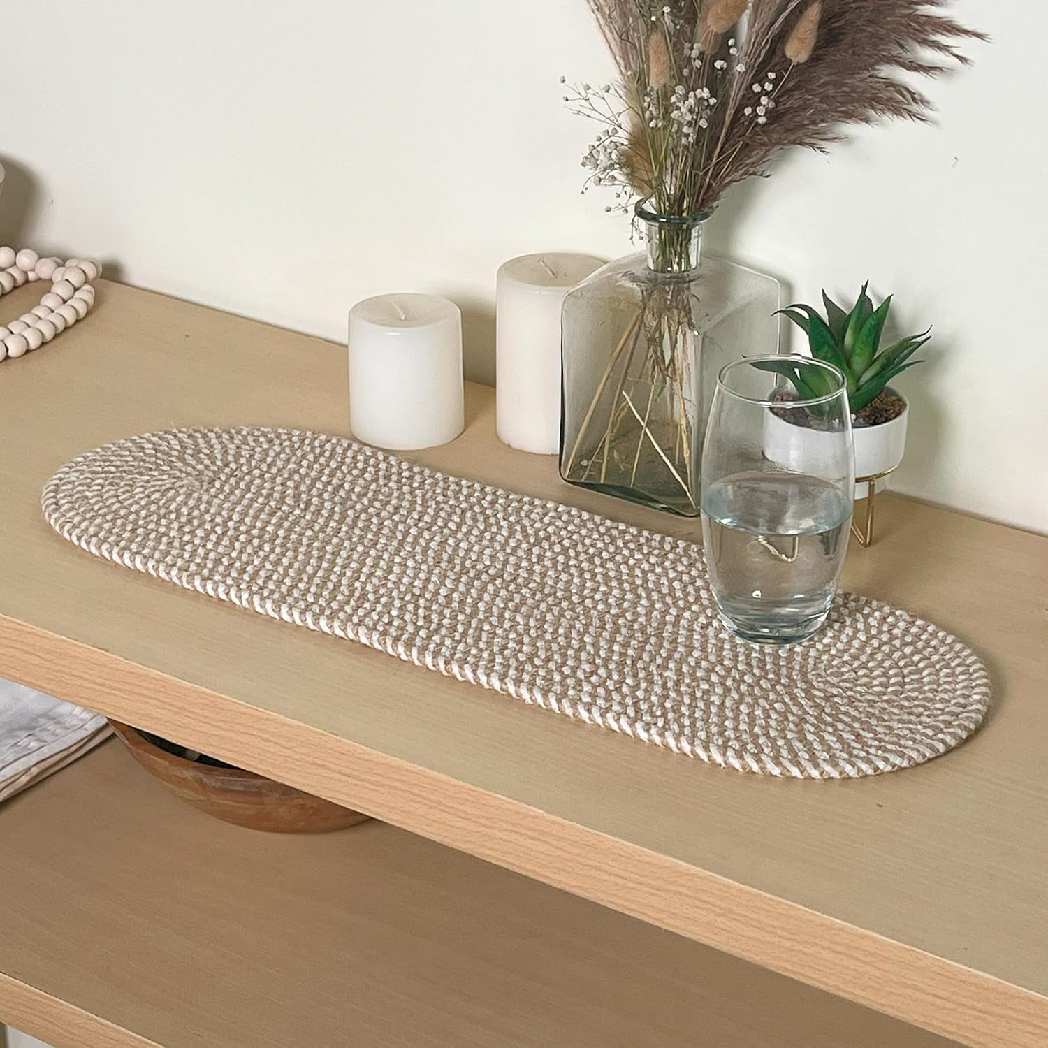 Oval Jute & Cotton Table Runner